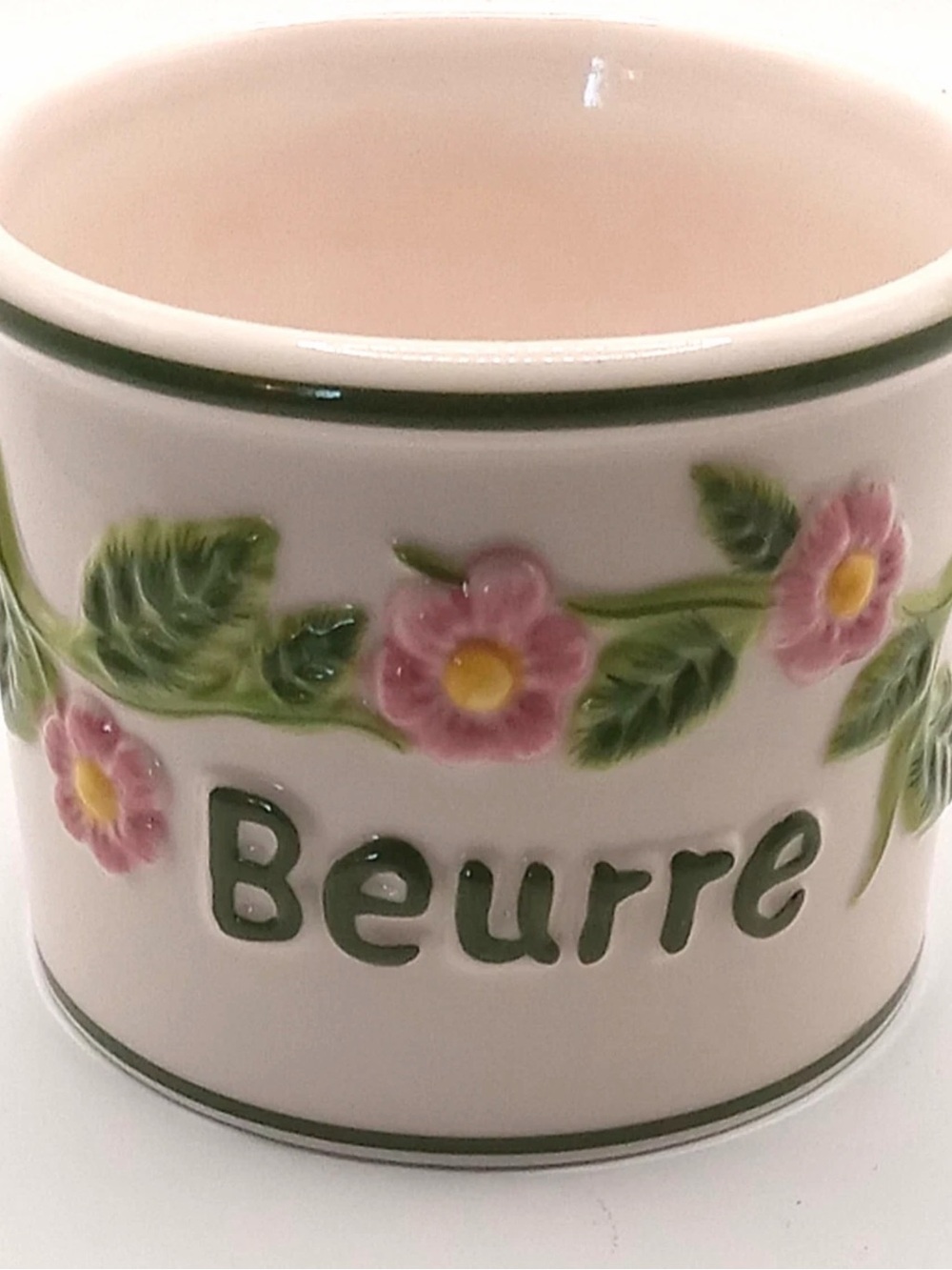 1997 French Butter Bell Beurre Crock L. Tremain Pink Floral-bottom only